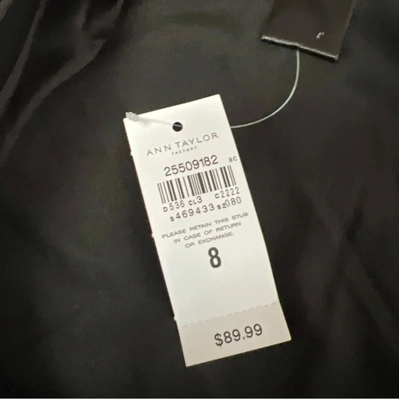 Ann Taylor Factory Black Ribbed Lined Flowy Midi Skirt Size 8 NWT Office - Picture 7 of 8